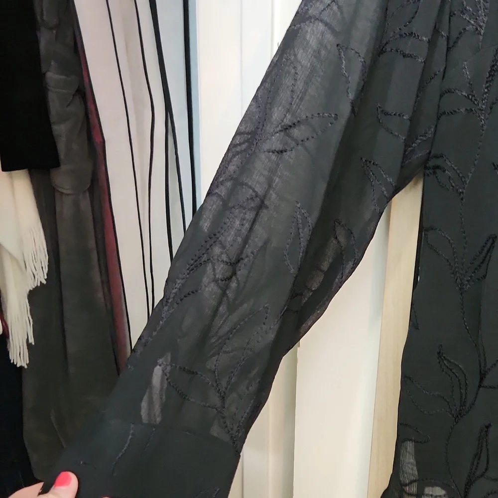 Sheer Black Button-Up Blouse - Picture 3 of 8